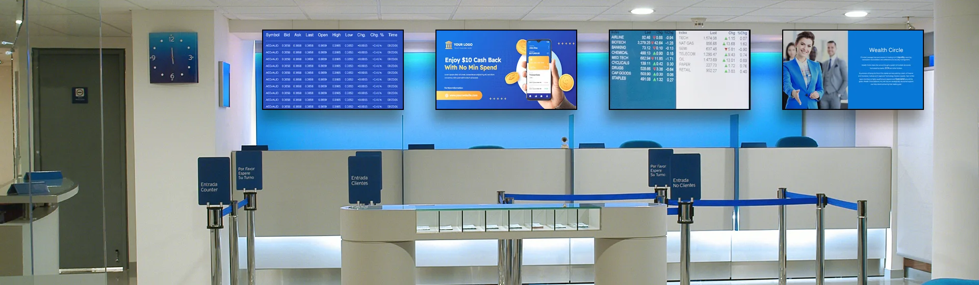 Commercial display in the financial industry solution