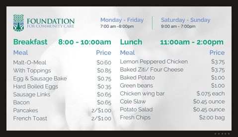 Hospital Digital menu board