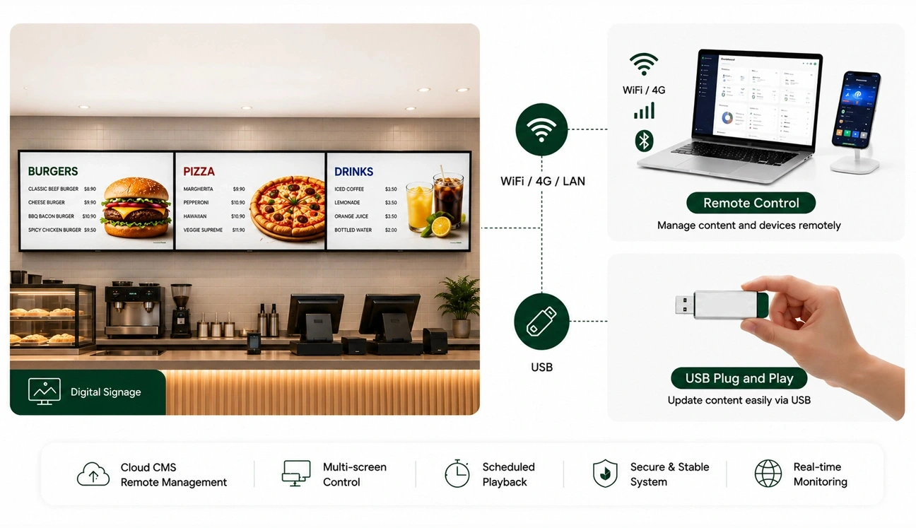 High Brightness Digital Menu Boards Display Features