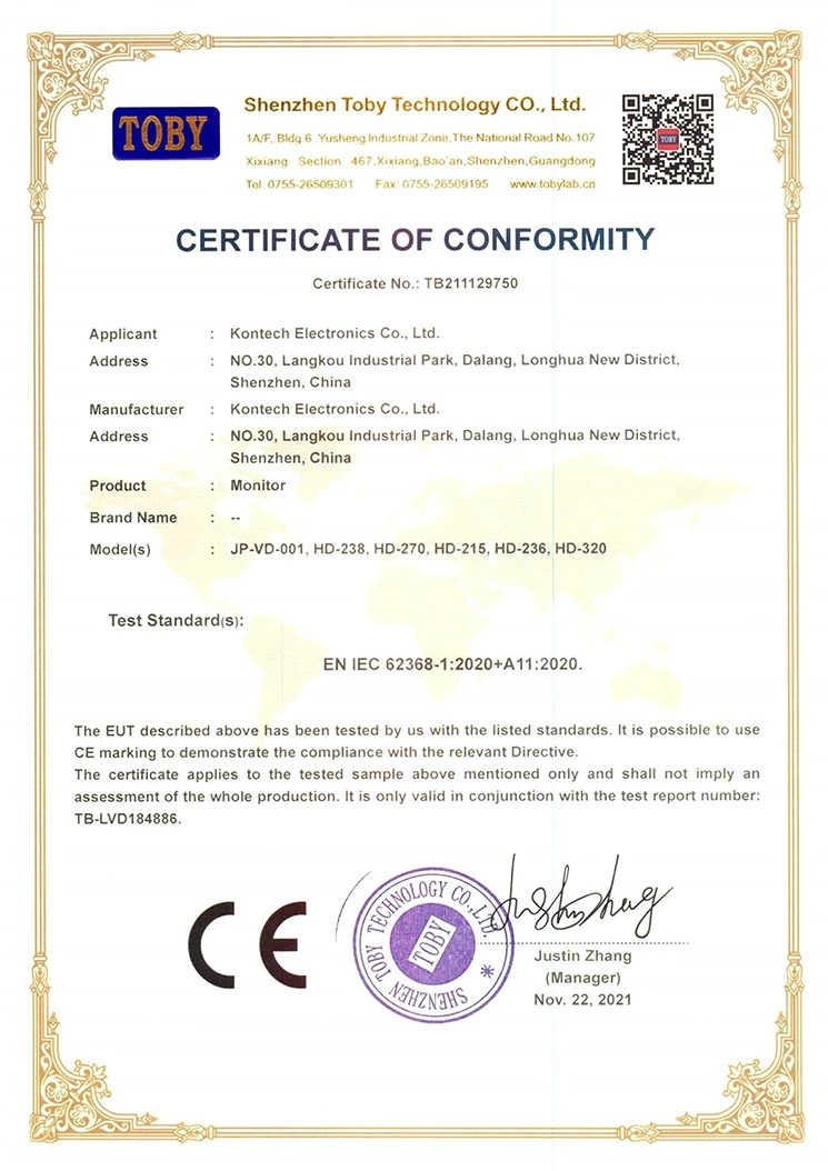 Monitor CE Certificate