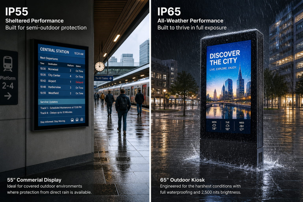 IP65 vs IP55 Outdoor Displays